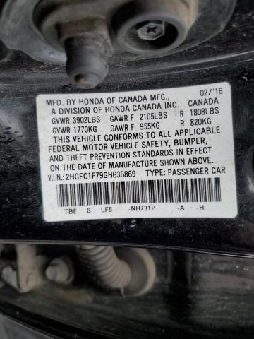 2HGFC1F79GH636869 - 2016 HONDA CIVIC EXL შავი ფოტო 12