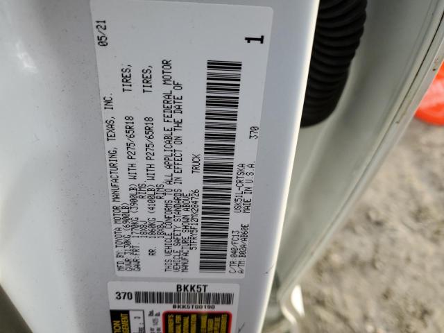 5TFRY5F12MX284726 - 2021 TOYOTA TUNDRA DOUBLE CAB SR/SR5 WHITE photo 12