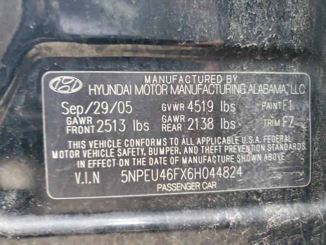 5NPEU46FX6H044824 - 2006 HYUNDAI SONATA GLS BLACK photo 13