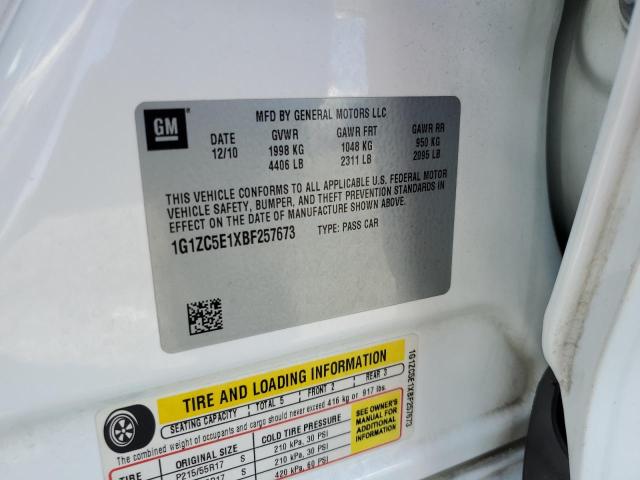 1G1ZC5E1XBF257673 - 2011 CHEVROLET MALIBU 1LT WHITE photo 12