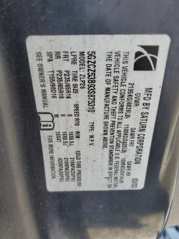5GZCZ53B93S875310 - 2003 SATURN VUE WHITE photo 13