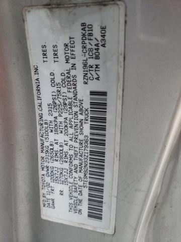 5TESM92N93Z179363 - 2003 TOYOTA TACOMA XTRACAB PRERUNNER ვერცხლისფერი ფოტო 12