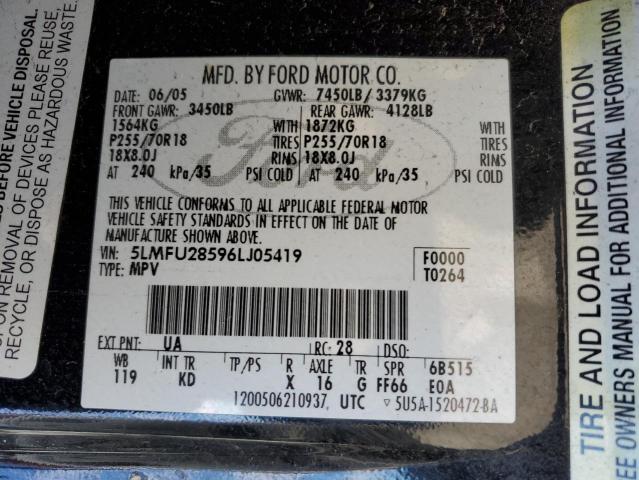 5LMFU28596LJ05419 - 2006 LINCOLN NAVIGATOR შავი ფოტო 13