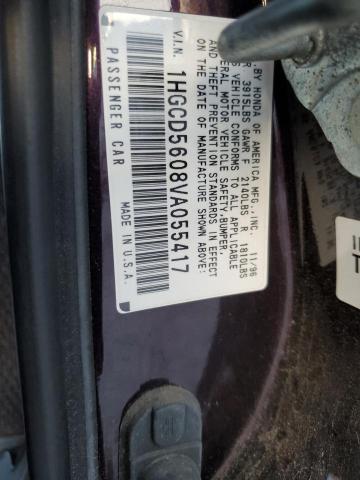 1HGCD5608VA055417 - 1997 HONDA ACCORD SE PURPLE photo 12