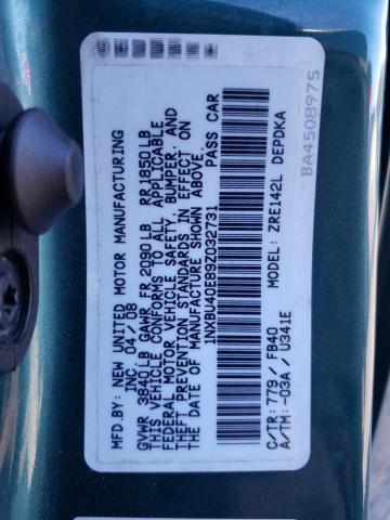 1NXBU40E89Z032731 - 2009 TOYOTA COROLLA BASE TEAL photo 13