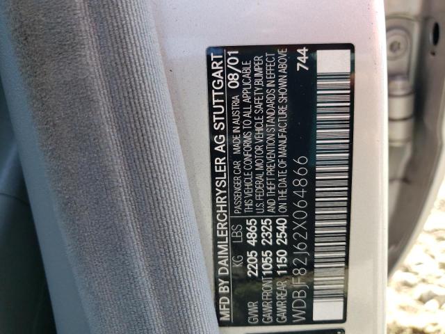 WDBJF82J62X064866 - 2002 MERCEDES-BENZ E 320 4MATIC SILVER photo 12