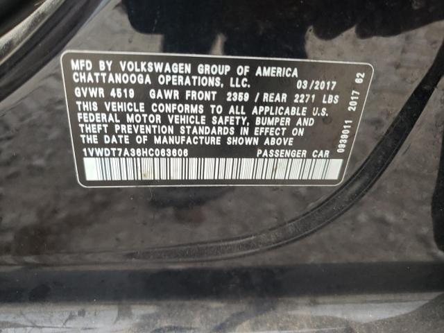 1VWDT7A36HC063606 - 2017 VOLKSWAGEN PASSAT R-LINE Schwarz Foto 12