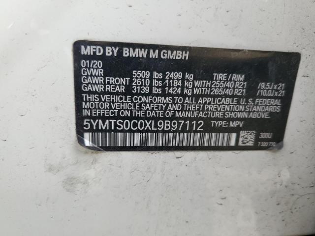 5YMTS0C0XL9B97112 - 2020 BMW X3 M COMPETITION თეთრი ფოტო 12