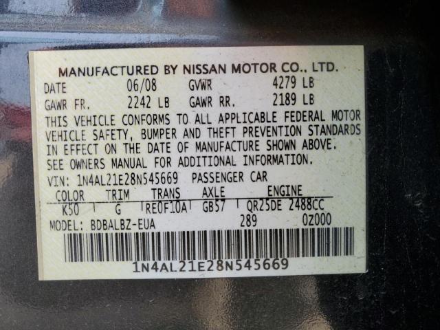 1N4AL21E28N545669 - 2008 NISSAN ALTIMA 2.5 GRAY photo 12