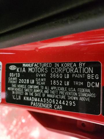 KNADM4A35D6244295 - 2013 KIA RIO LX RED photo 12