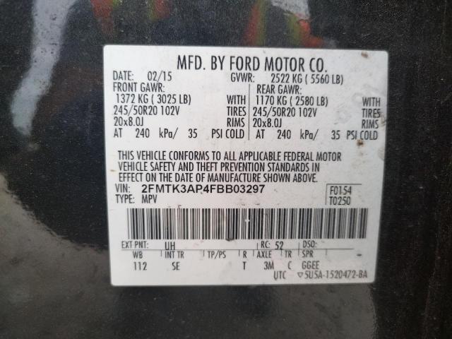 2FMTK3AP4FBB03297 - 2015 FORD EDGE SPORT BLACK photo 14