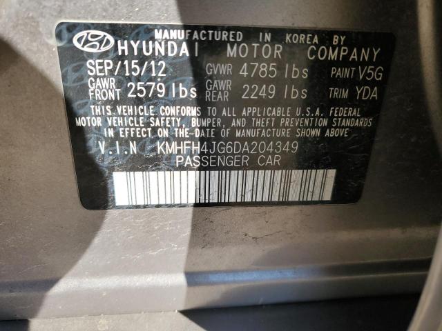 KMHFH4JG6DA204349 - 2013 HYUNDAI AZERA GLS GRAY photo 12