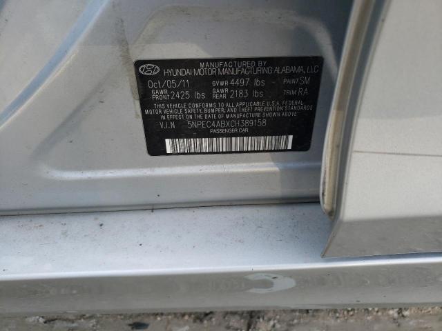 5NPEC4ABXCH389158 - 2012 HYUNDAI SONATA GLS SE SILVER photo 12