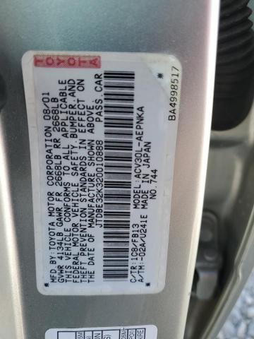 JTDBE32K320010888 - 2002 TOYOTA CAMRY LE SILVER photo 12