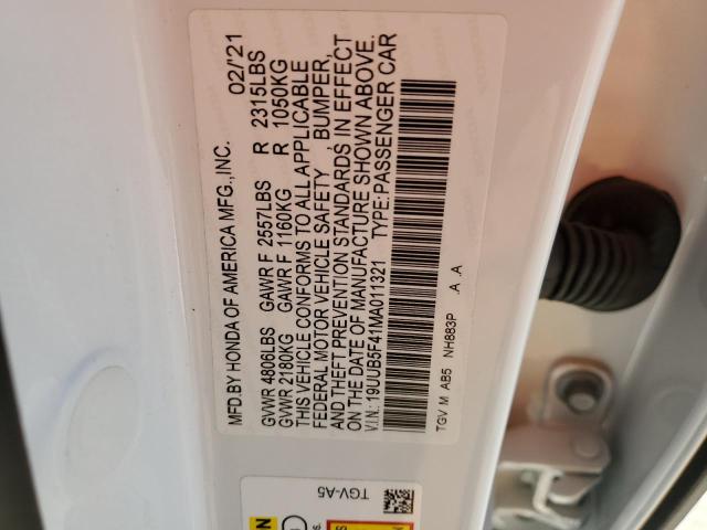 19UUB5F41MA011321 - 2021 ACURA TLX TECHNOLOGY 白色 照片 12