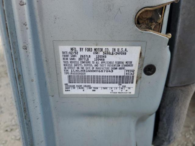 1LNLM81WXNY687043 - 1992 LINCOLN TOWN CAR EXECUTIVE Կապույտ լուսանկար 12