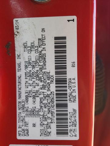 5TFUM5F1XEX056125 - 2014 TOYOTA TUNDRA DOUBLE CAB SR/SR5 RED photo 12