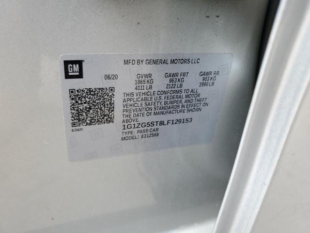 1G1ZG5ST8LF129153 - 2020 CHEVROLET MALIBU RS Silber Foto 12