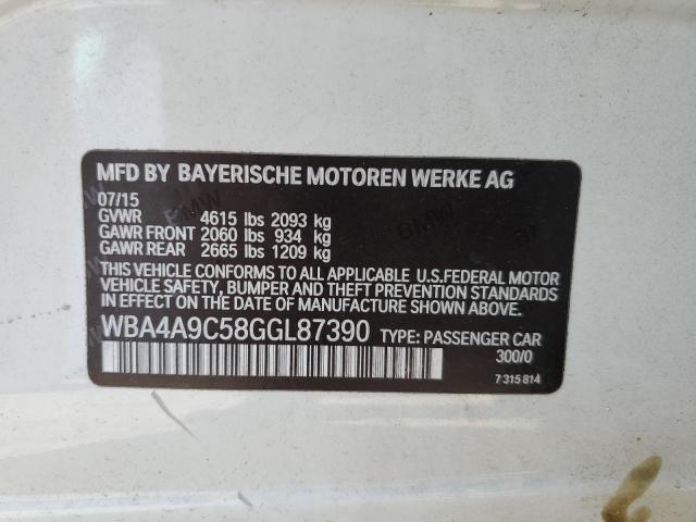 WBA4A9C58GGL87390 - 2016 BMW 428 I GRAN COUPE SULEV WHITE photo 12