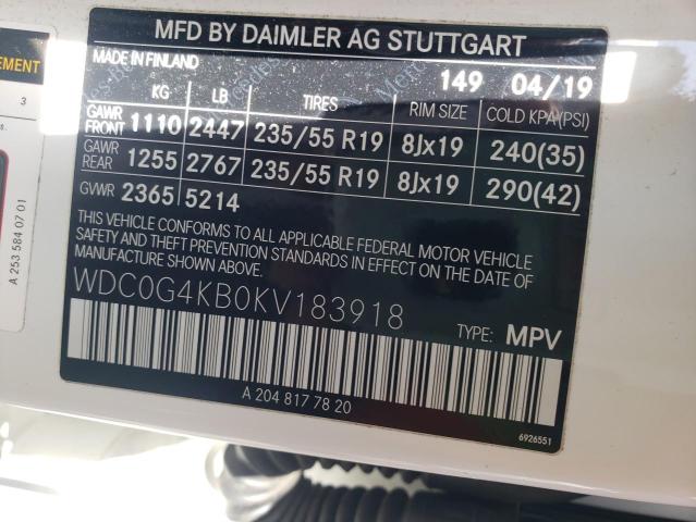 WDC0G4KB0KV183918 - 2019 MERCEDES-BENZ GLC 300 4MATIC WHITE photo 12