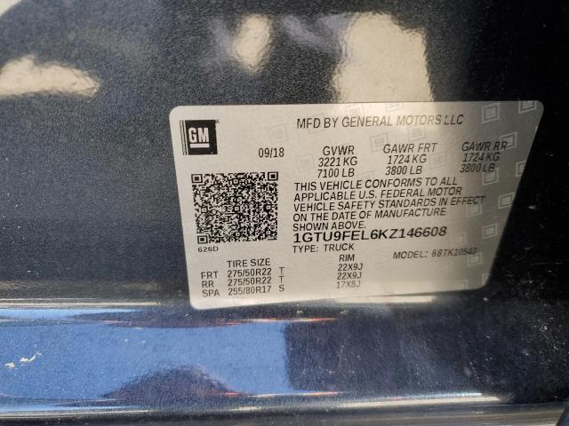 1GTU9FEL6KZ146608 - 2019 GMC SIERRA K1500 DENALI GRAY photo 12