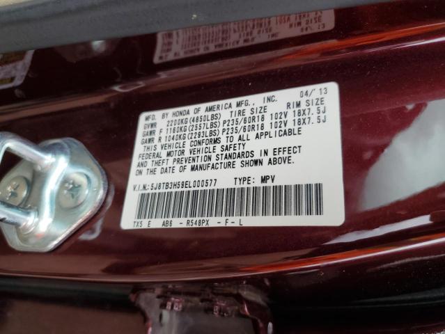 5J8TB3H59EL000577 - 2014 ACURA RDX TECHNOLOGY BURGUNDY photo 13