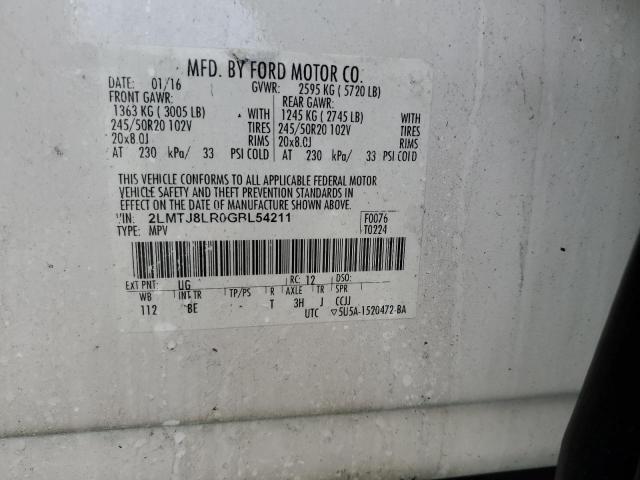 2LMTJ8LR0GBL54211 - 2016 LINCOLN MKX RESERVE 白色 照片 13