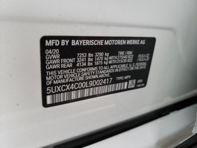5UXCX4C00L9D02417 - 2020 BMW X7 XDRIVE50I WHITE photo 12
