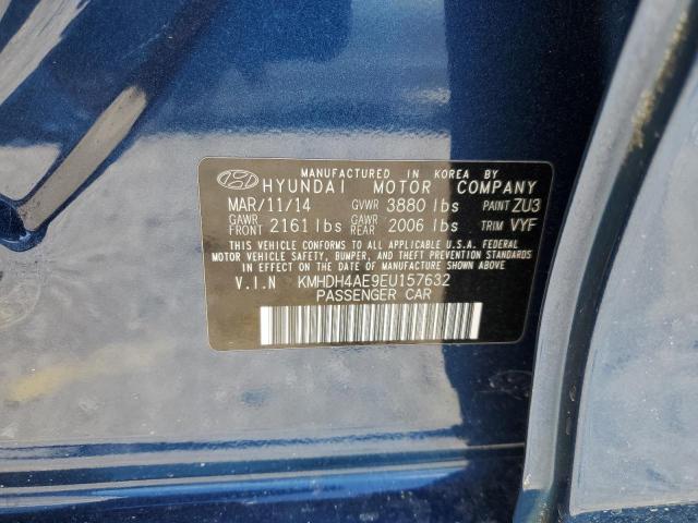 KMHDH4AE9EU157632 - 2014 HYUNDAI ELANTRA SE BLUE photo 12