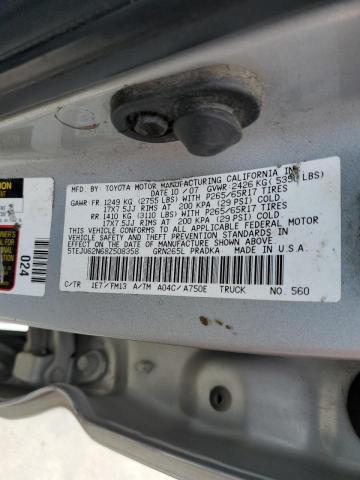 5TEJU62N68Z508358 - 2008 TOYOTA TACOMA DOUBLE CAB PRERUNNER SILVER photo 12