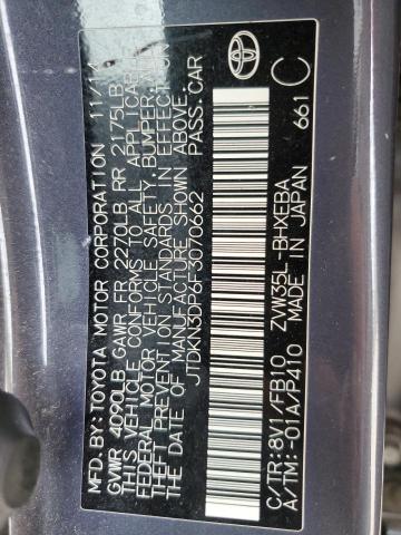 JTDKN3DP6F3070662 - 2015 TOYOTA PRIUS PLUG CHARCOAL photo 13