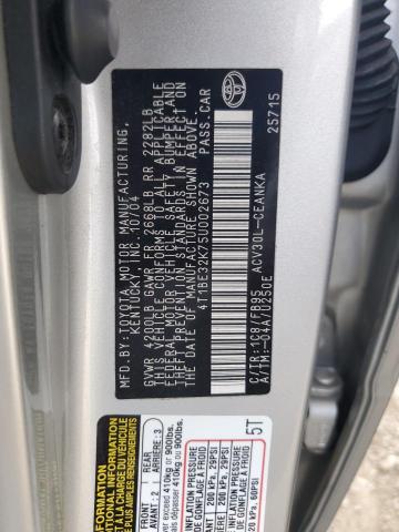 4T1BE32K75U002673 - 2005 TOYOTA CAMRY LE SILVER photo 12
