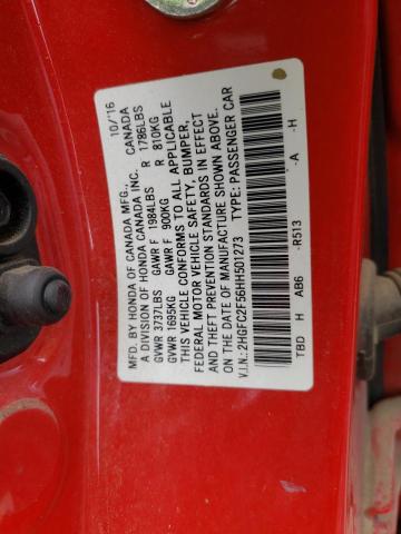 2HGFC2F56HH501273 - 2017 HONDA CIVIC LX RED photo 12