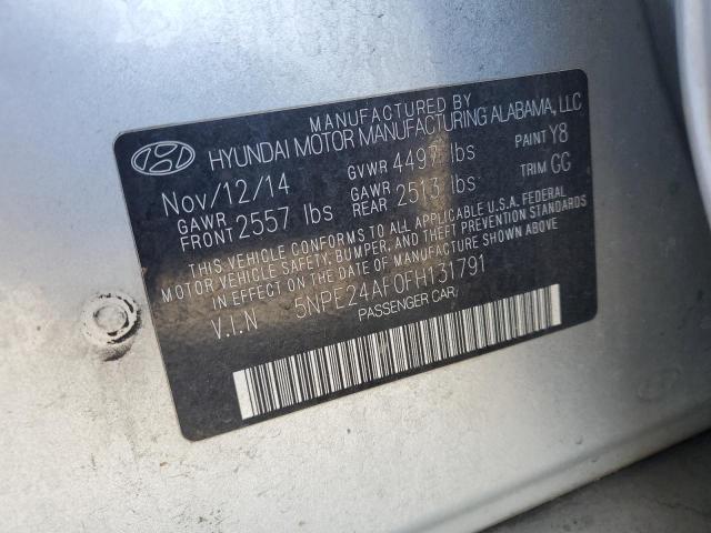 5NPE24AF0FH131791 - 2015 HYUNDAI SONATA SE SILVER photo 12