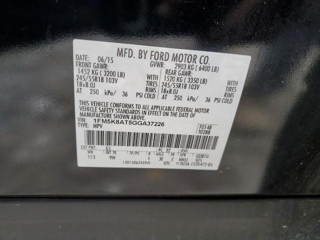 1FM5K8AT5GGA37226 - 2016 FORD EXPLORER POLICE INTERCEPTOR BLACK photo 13