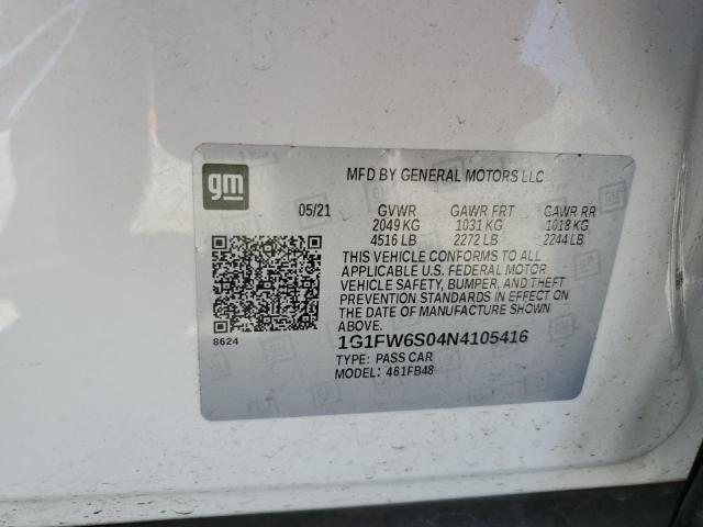 1G1FW6S04N4105416 - 2022 CHEVROLET BOLT EV 1LT WHITE photo 12