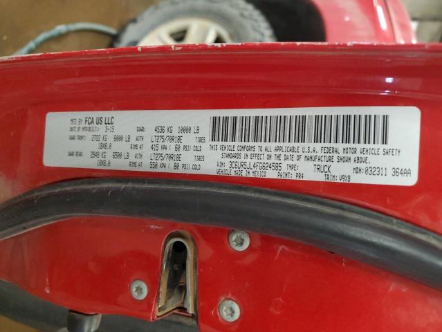 3C6UR5JL4FG624585 - 2015 RAM 2500 SLT წითელი ფოტო 12