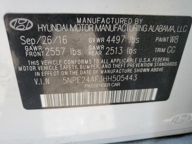 5NPE24AF3HH505443 - 2017 HYUNDAI SONATA SE WHITE photo 13