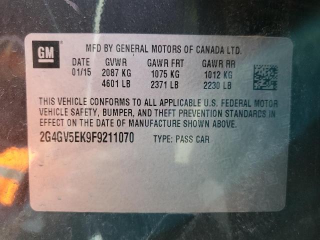 2G4GV5EK9F9211070 - 2015 BUICK REGAL GRAY photo 12