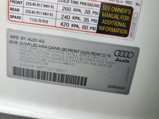 WAUNF78P17A016627 - 2007 AUDI A3 2.0 PREMIUM WHITE photo 12