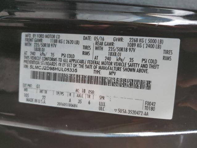 5LMCJ2D98HUL08335 - 2017 LINCOLN MKC SELECT Սև լուսանկար 13