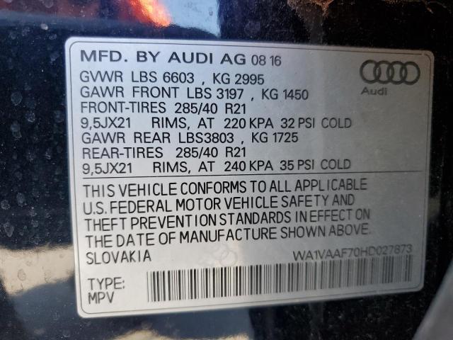 WA1VAAF70HD027873 - 2017 AUDI Q7 PRESTIGE BLACK photo 13