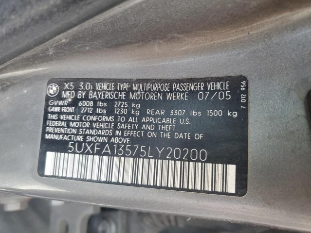 5UXFA13575LY20200 - 2005 BMW X5 3.0I GRAY photo 13