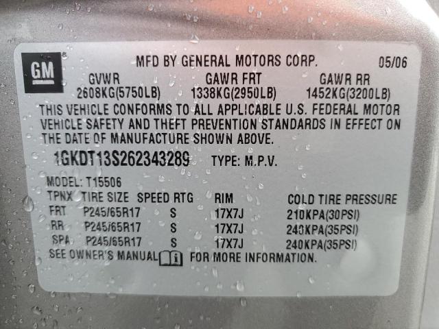 1GKDT13S262343289 - 2006 GMC ENVOY BEIGE photo 13