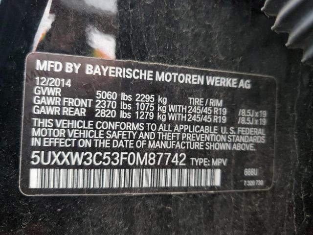 5UXXW3C53F0M87742 - 2015 BMW X4 XDRIVE28I BLACK photo 12