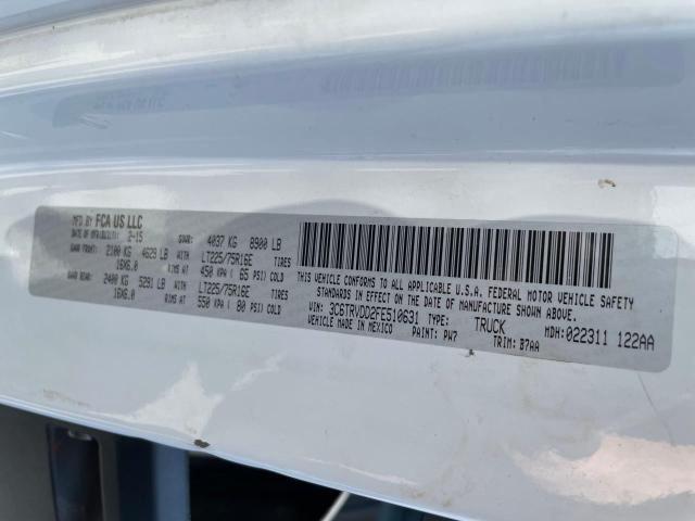 3C6TRVDD2FE510631 - 2015 RAM PROMASTER 2500 HIGH Ақ фото 10