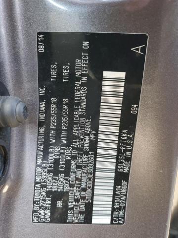 5TDDK3DC3ES092601 - 2014 TOYOTA SIENNA XLE GRAY photo 13