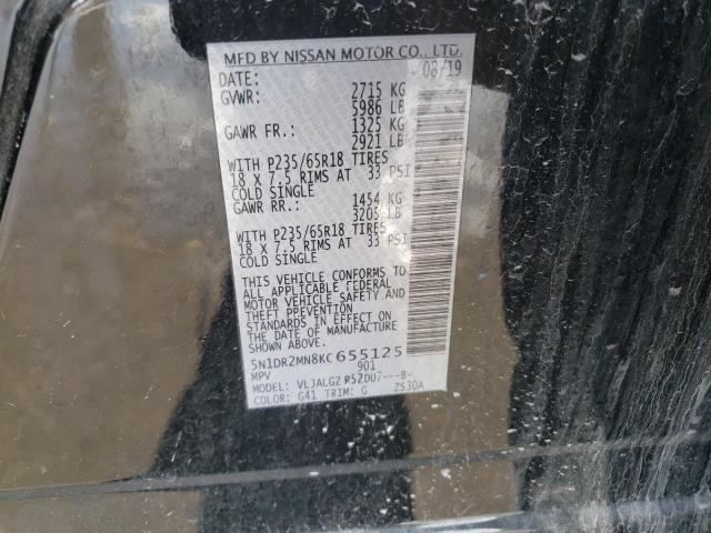 5N1DR2MN8KC655125 - 2019 NISSAN PATHFINDER S BLACK photo 13