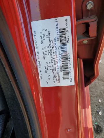 JM1BK143351264697 - 2005 MAZDA MAZDA3 HATCHBACK RED photo 12