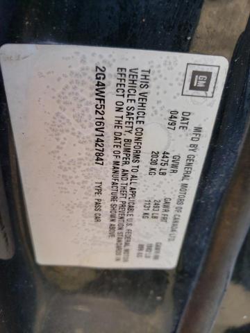 2G4WF5216V1427847 - 1997 BUICK REGAL GS შავი ფოტო 12